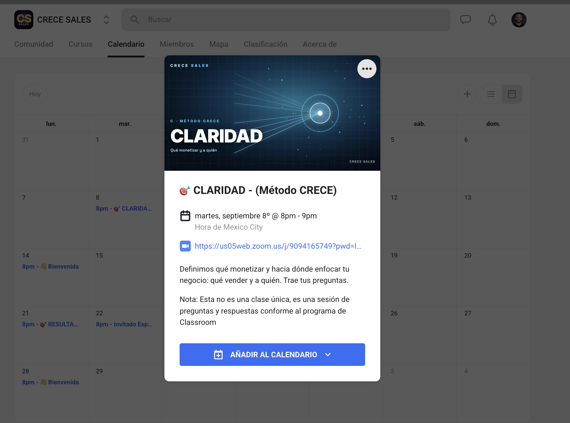 Sesión CLARIDAD del Método CRECE